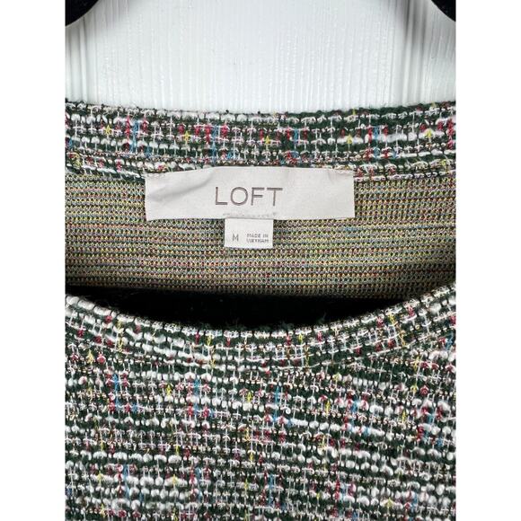 LOFT Green Multicolor Rainbow Nubby Tweed Textured Sweater Long Sleeve Medium - Picture 4 of 8